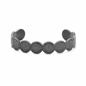 Bracelet gaulois jonc médaillons noirs