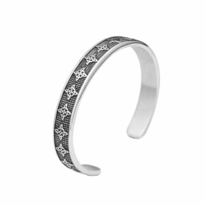 Bracelet gaulois jonc motifs répétés argent
