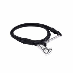 Bracelet gaulois cuir hache symbole nordique