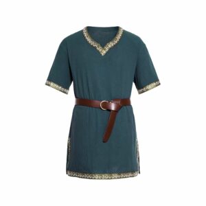 Tunique gauloise courte col brodé bleue