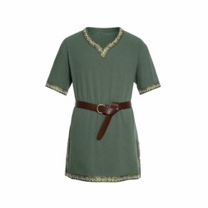 Tunique gauloise courte col brodé vert