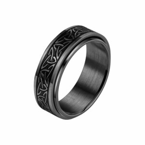 Bague gauloise anneau tournant entrelacs noir
