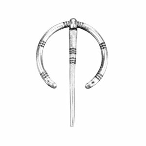 Fibule gauloise argentée en arc ouvert à gravures linéaires