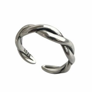 Bague ouverte torsadée argent
