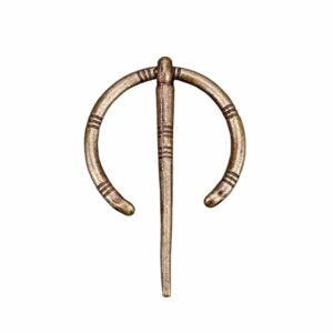 Fibule gauloise bronze en arc ouvert à finition patinée