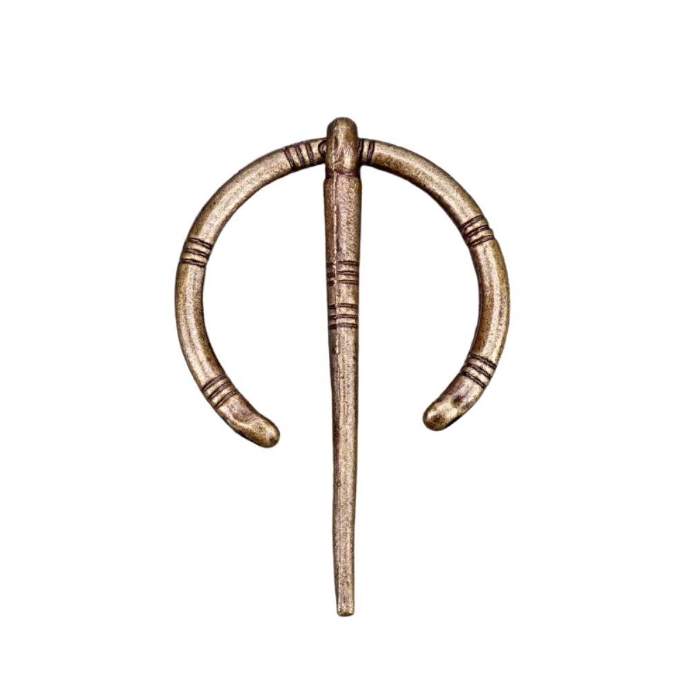 Fibule gauloise bronze en arc ouvert à finition patinée