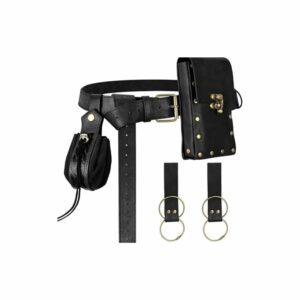 Ceinture médiévale avec pochettes et accessoires noirs
