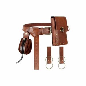 Ceinture médiévale avec pochettes et accessoires marrons
