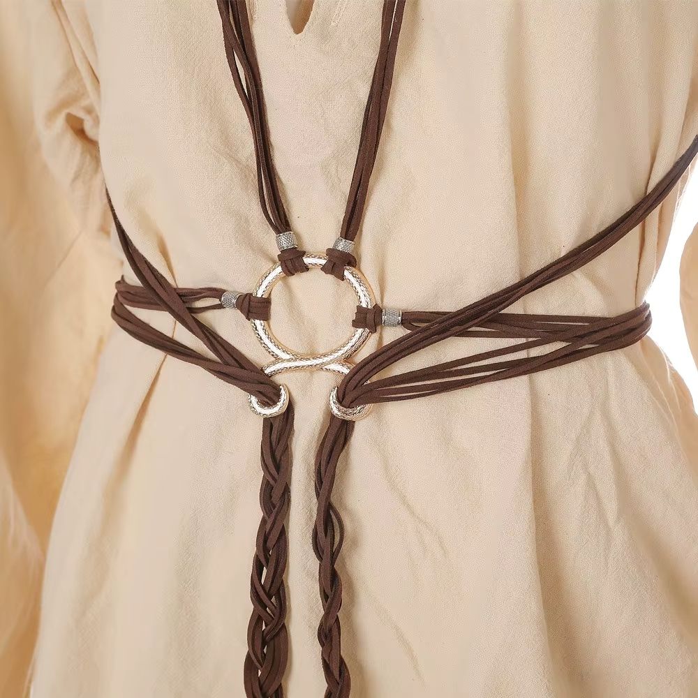 Ceinture gauloise à lanières entrelacées marron