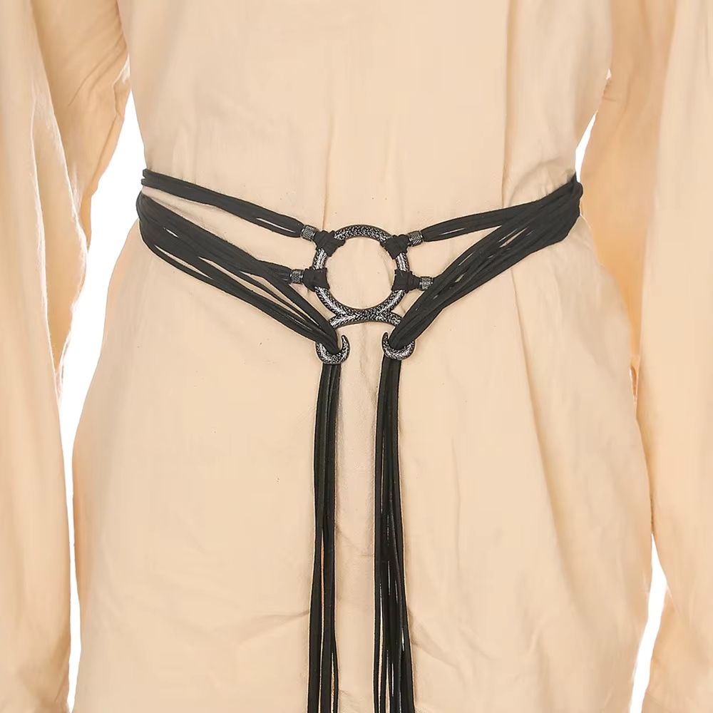 Ceinture gauloise à lanières entrelacées noire