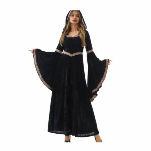 Robe gauloise noire à manches évasées