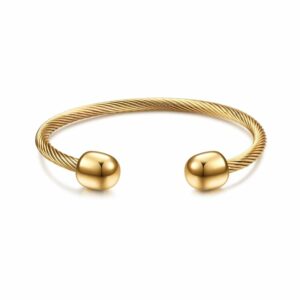 Bracelet torque gaulois torsadé doré ouvert