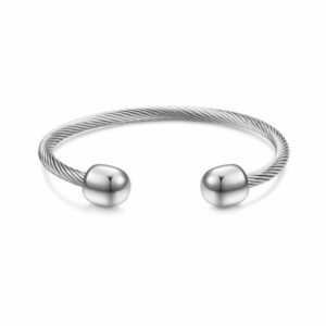 Bracelet torque gaulois torsadé argenté ouvert