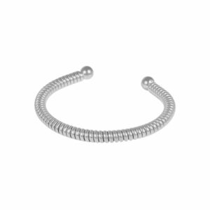 Bracelet torque gaulois nervuré argenté