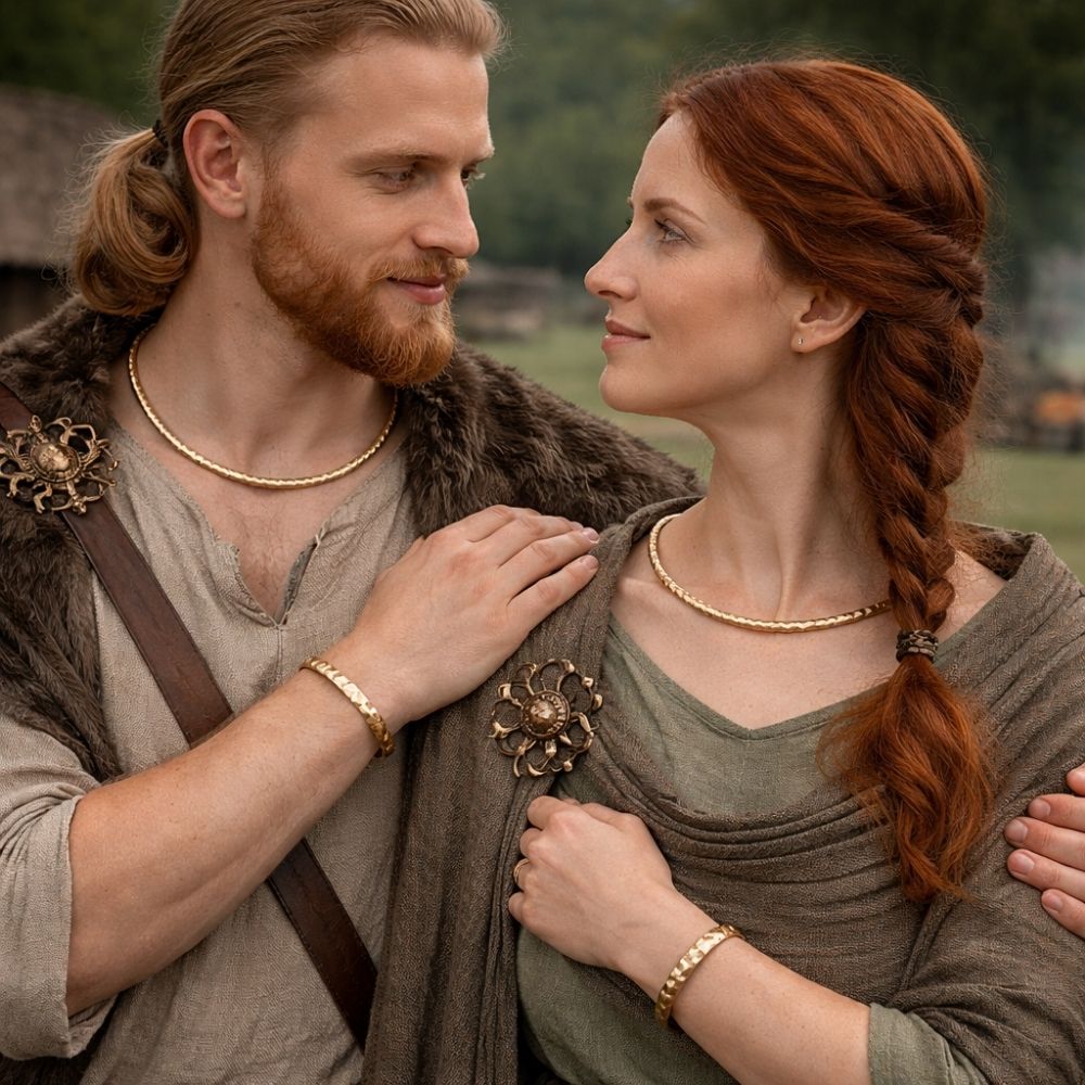 Bracelet torque gaulois fin doré et texturé – Image 2