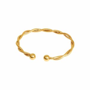 Bracelet torque gaulois torsadé doré épais