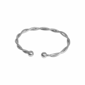 Bracelet torque gaulois torsadé argenté épais