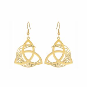 Boucles d’oreilles gauloises triquetra travaillées dorées