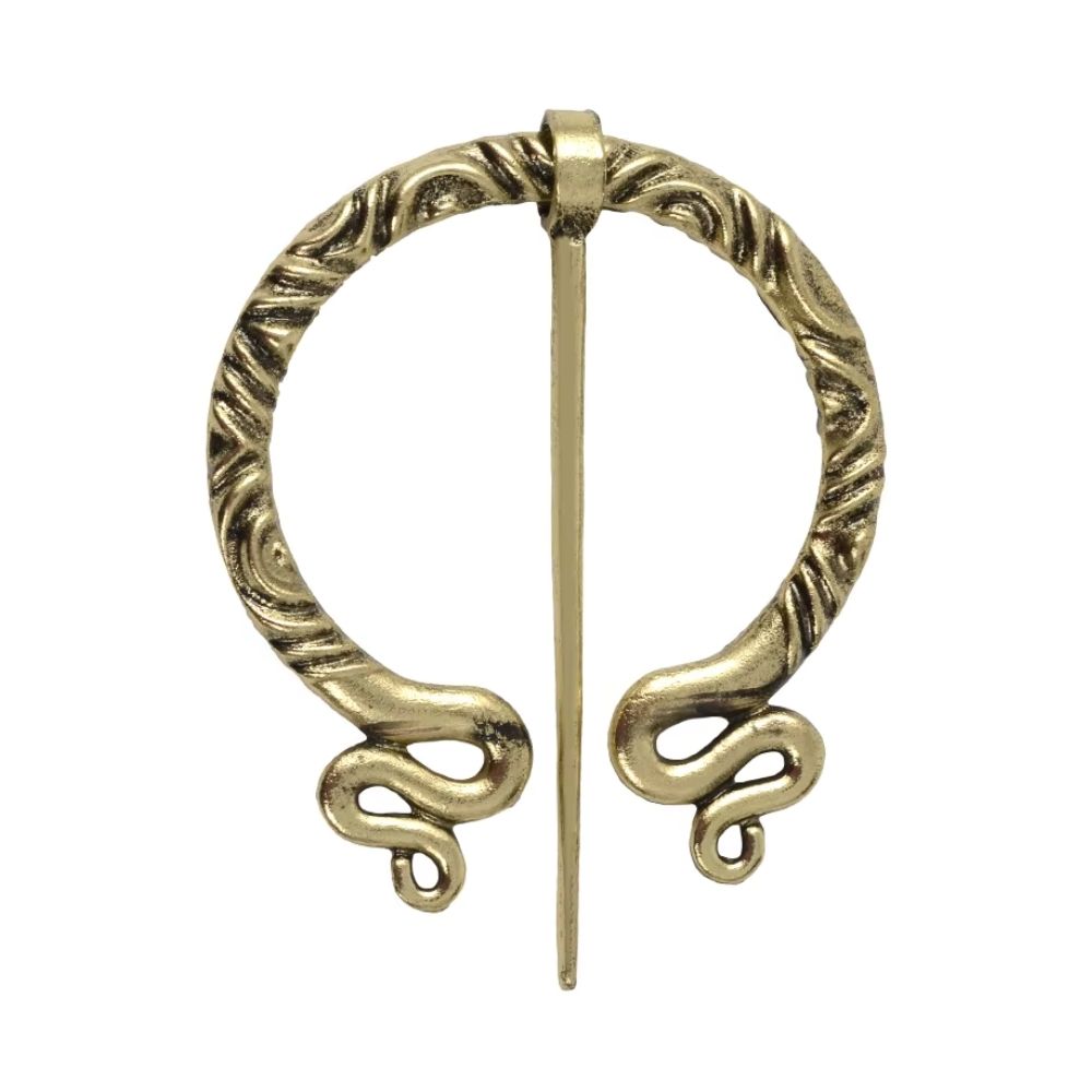 Fibule gauloise dorée à extrémités serpentines