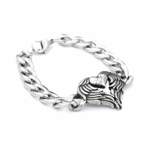 Bracelet gaulois chaîne argent cœur ailé
