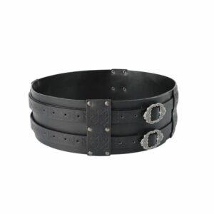 Ceinture médiévale double boucle décorée noire