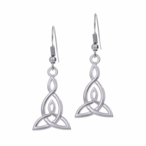 Boucles d’oreilles celtiques allongées argentées à entrelacs