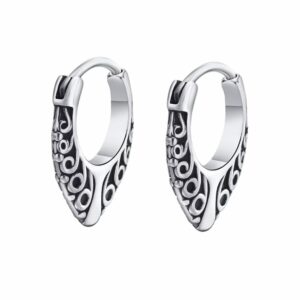 Boucles d’oreilles anneaux argentés à motifs celtiques gravés