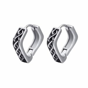 Boucles d’oreilles anneaux argentés géométriques à entrelacs