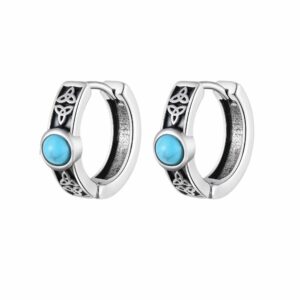 Boucles d’oreilles anneaux argentés à symboles celtiques