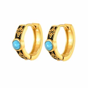 Boucles d’oreilles dorées à pierre turquoise celtiques
