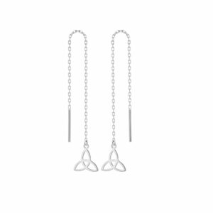 Boucles d’oreilles gauloises pendantes argentées triquetra